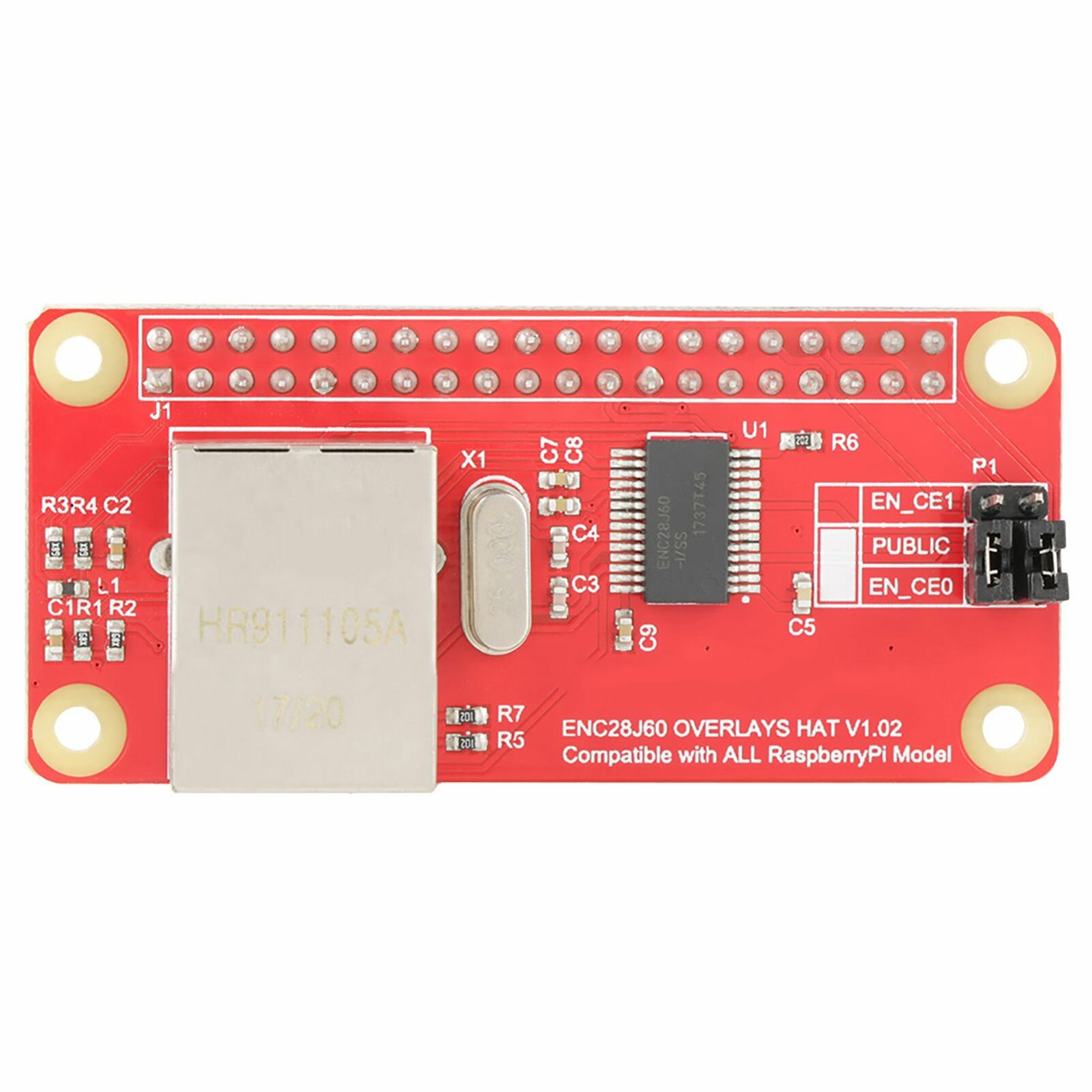 Модуль сетевого адаптера Raspberry Pi Zero Ethernet ENC28J60, совместимый с платой Raspberry Pi Zero, простота подключения и настройки, компактный дизайн для проектов Интернета вещей