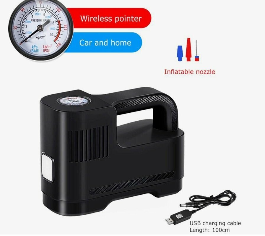 Насос автомобильный Suitu ST, с фонариком, с насадками, с аналоговым манометром