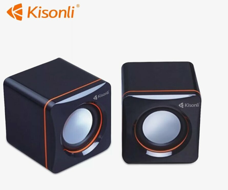 Колонки активные Kisonli 2W USB 2 шт в комплекте черные/красные/синий