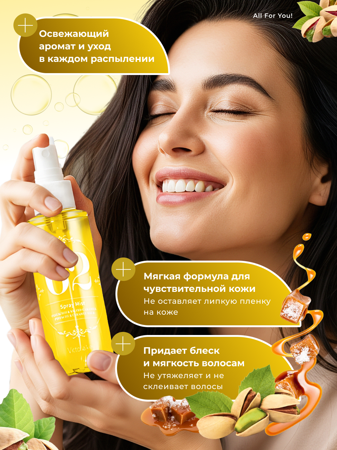 Парфюмерный спрей - мист для тела и волос, 90 мл, ароматный спрей для тела — фото 1
