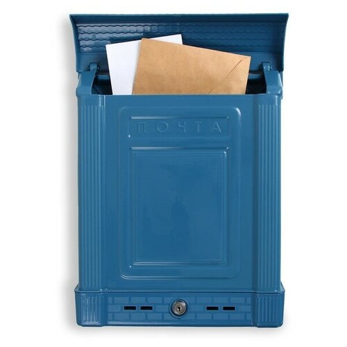 Ящик почтовый, пластиковый, Декор, с замком, синий