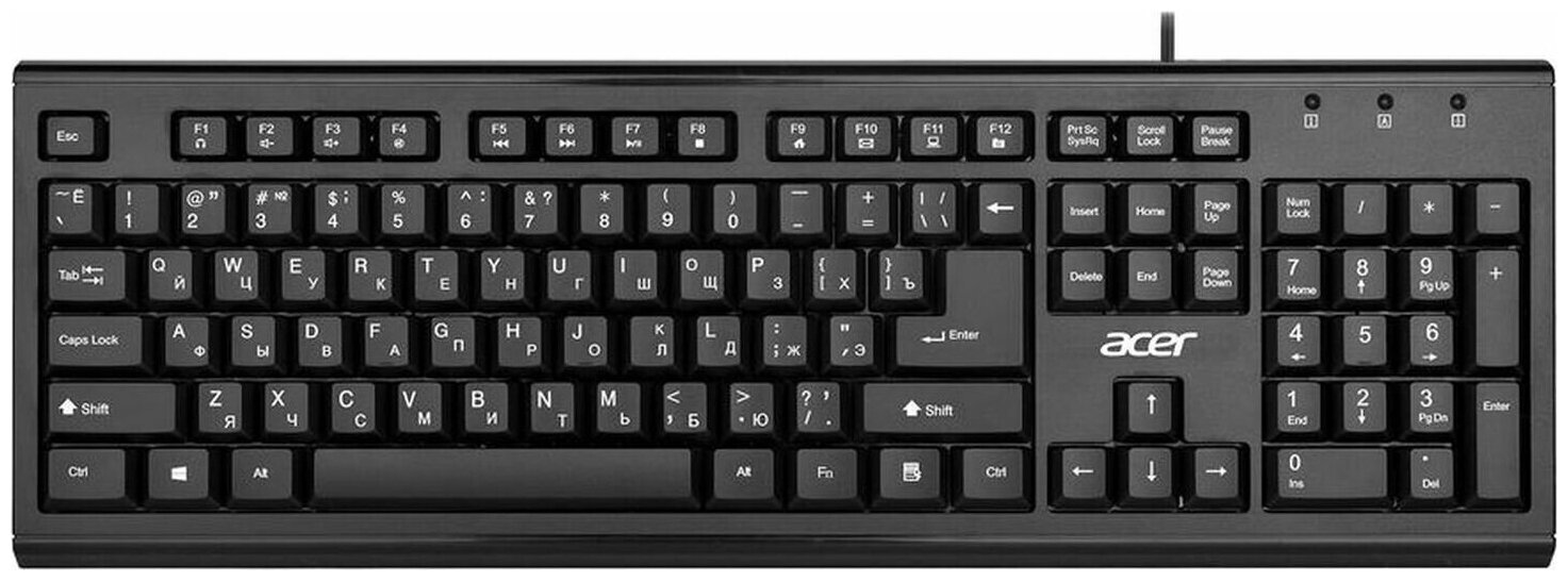 Acer Клавиатура проводная Acer OKW120 USB черный