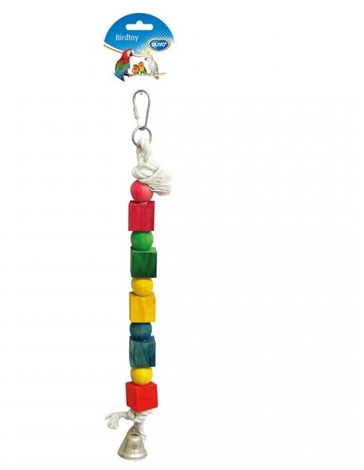 Игрушка для птиц DUVO+ "Подвеска хлопковая с кубиками и шарами", разноцветная, 35см (Бельгия) - фотография № 1
