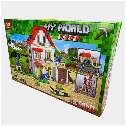 Конструктор Майнкрафт пластиковый для детей мальчиков девочек детский Leduo 6007 Особняк 3 в 1 883 деталей