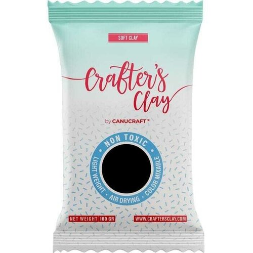Глина зефирная полимерная самозастывающая Crafters Clay Canucraft для цветов и украшений. Черная, 100 г