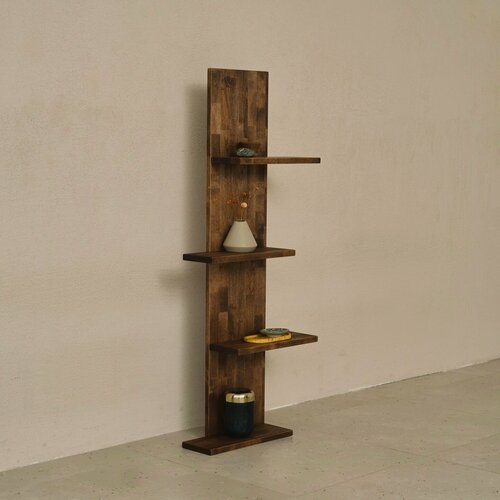 Изображение товара Стеллаж деревянный подвесной City Темный дуб, 49х120х15,5 см, из массива берёзы, Равновесие