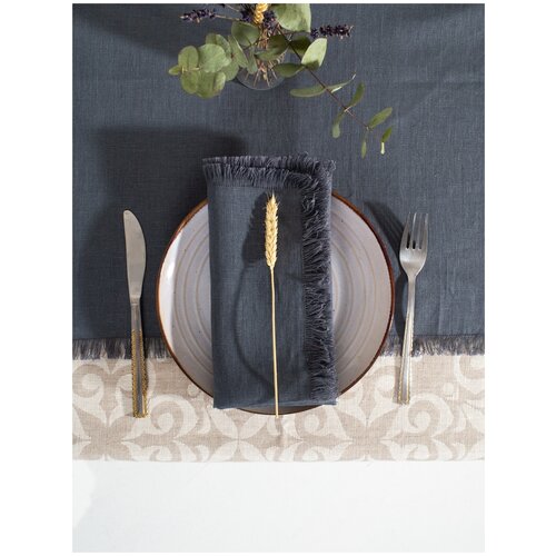 Дорожка на стол Batuffolo Graphite Linen, Лен Графит, 50*140