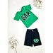 Комплект одежды   детский, шорты и футболка, повседневный стиль, размер 24 мес, зеленый, синий