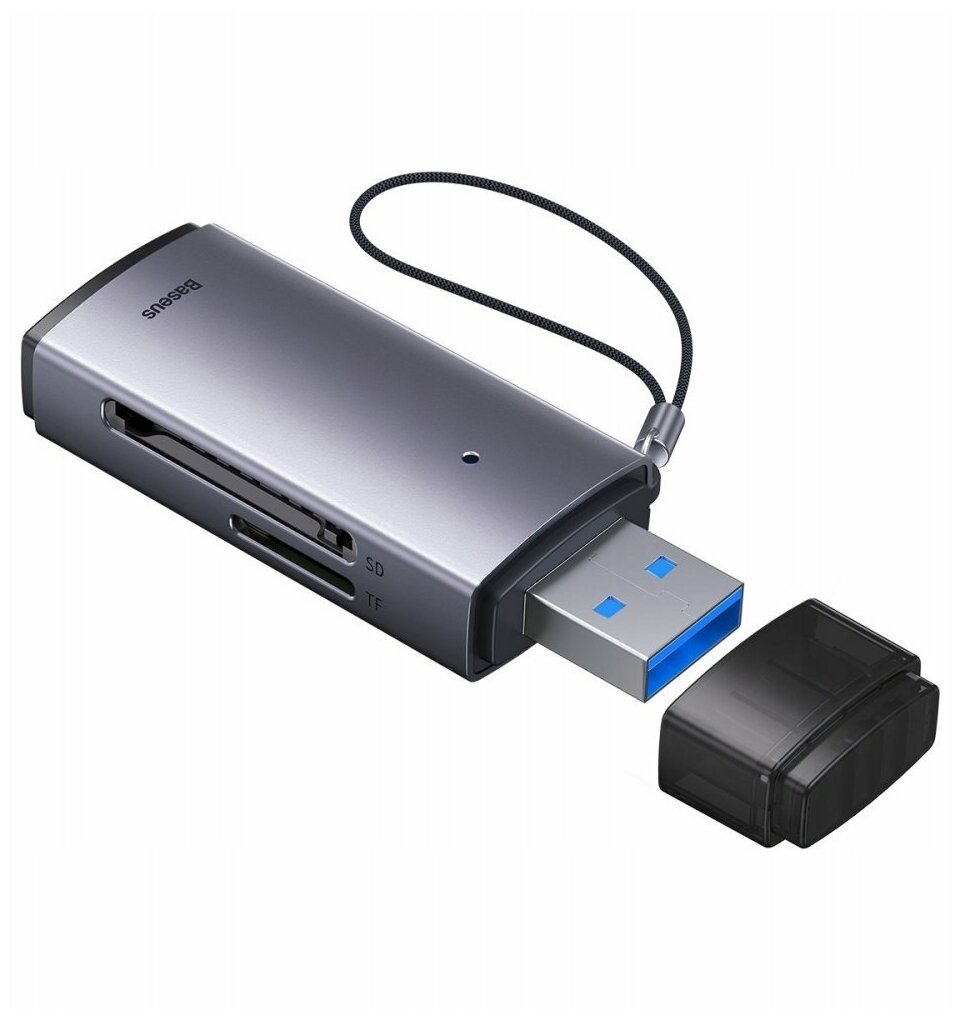 Картридер Baseus Lite Series USB-A to SD/TF Card Reader Grey (WKQX060013)