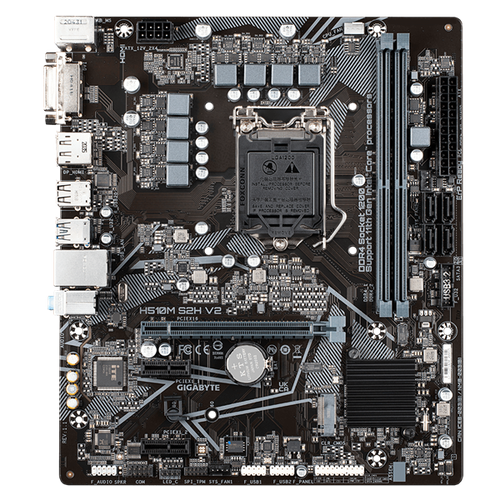 GIGABYTE H510M H V2, LGA1200, H470, 2*DDR4, D-Sub+HDMI, 4 SATA 6 Гб/с, M2, Audio, Gb LAN, USB 3.2, USB 2.0, Type-C, COM*1 header, mATX