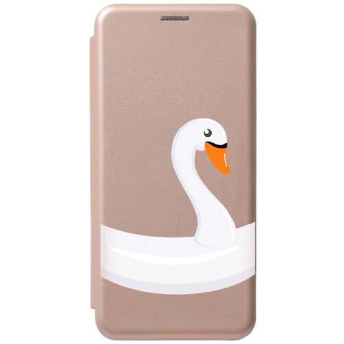 Чехол-книжка на Apple iPhone 14 Pro / Эпл Айфон 14 Про с рисунком Swan Swim Ring золотистый силиконовый чехол на apple iphone 14 pro эпл айфон 14 про silky touch premium с принтом swan swim ring голубой