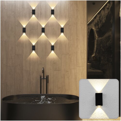 Светильник настенный накладной Nuovo LED, 2Вт, 3000К, IP54, 50х35х100мм, литой алюминий, черный, duwi, 24349 6