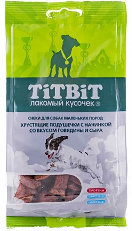 Лакомство для собак TitBit хрустящие подушечки говядина и сыр 95г 2819