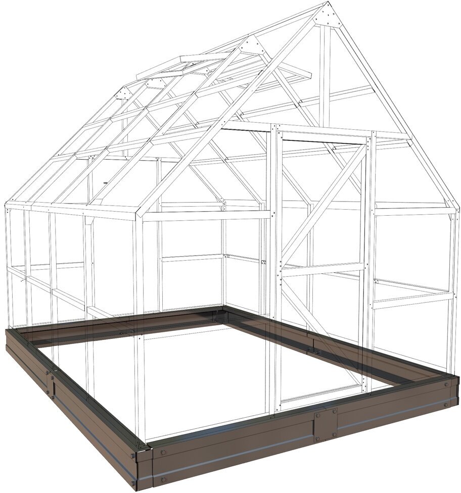 Фундамент оцинкованный для теплицы Челси 3х4 м грунтованный - фотография № 1