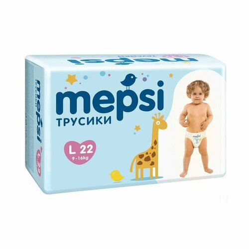 Подгузники-трусики Mepsi размер L 9-16 22 шт 1186₽