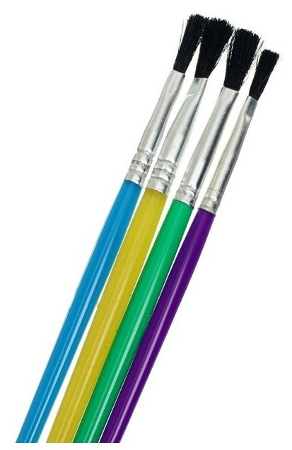 Набор кистей нейлон, 4 штуки, плоские, с пластиковыми, цветными ручками - фотография № 6