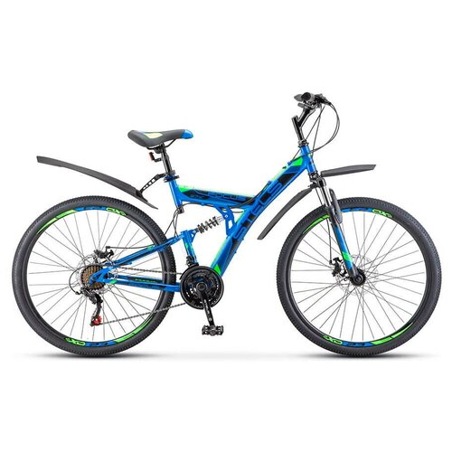 Велосипед Stels Focus 27,5' MD 21 sp V010 Синий/Неоновый-зеленый (LU089832), 19'