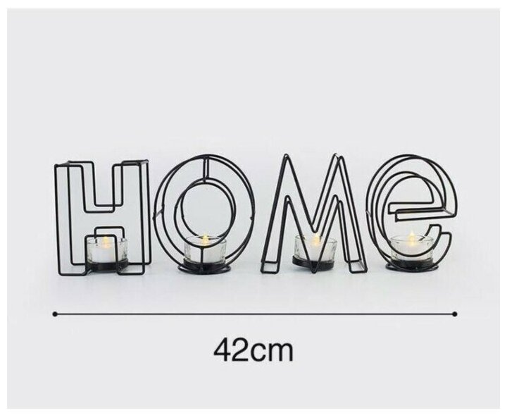 Подсвечник металлический настольный "Home", 13.5 х 42 см, черный - фотография № 15