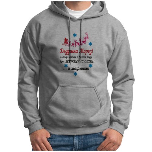 фото Толстовка худи серые coolpodarok р-р 44 дедушка мороз! я хочу...