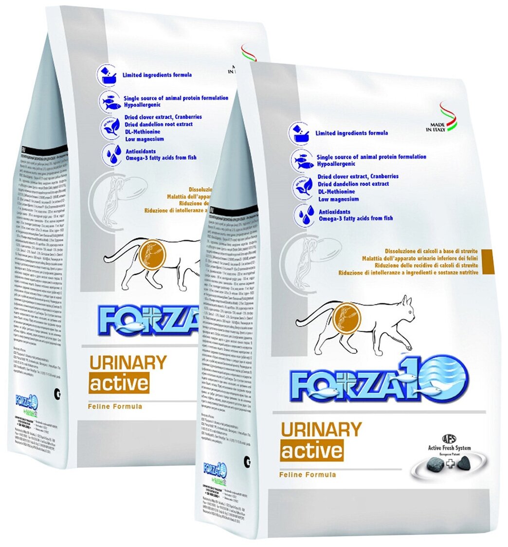 FORZA10 CAT URINARY ACTIVE для взрослых кошек при мочекаменной болезни (1,5 + 1,5 кг)
