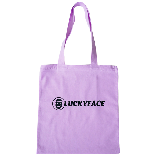 Сумка Шоппер с принтом Luckyface purple на молнии и карманом внутри