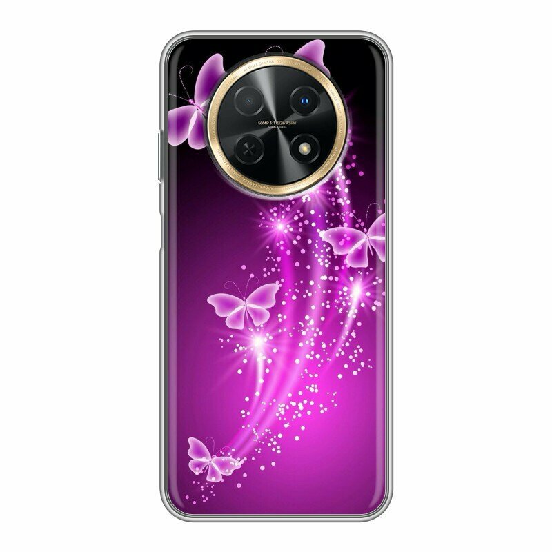 Дизайнерский силиконовый чехол для Хуавей Нова У91 / Huawei Nova Y91 Бабочки фиолетовые