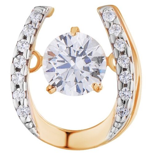 фото Подвеска серебряная в позолоте "подкова" с танцующими, качающимися фианитами арт. 2137438/91п ювелир карат