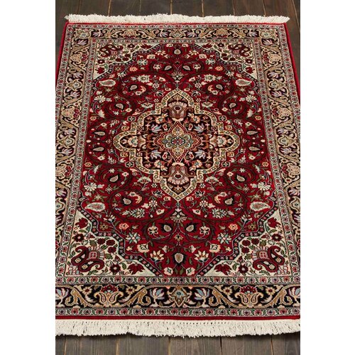 Ковер на пол 0,81 на 1,28 м в спальню, гостиную, бордовый Cashmir 240175-Keshan red/blue