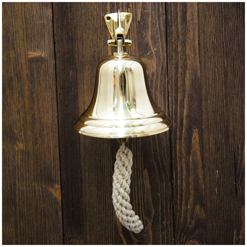 Корабельная полированная рында с плетенкой на языке d 12,5 см