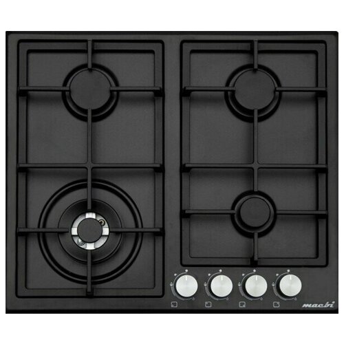 Газовая варочная панель MACBI MBH 641 WFEI Black чёрный чугунные решётки турбо конфорка газ- контроль Эмаль 1110000₽