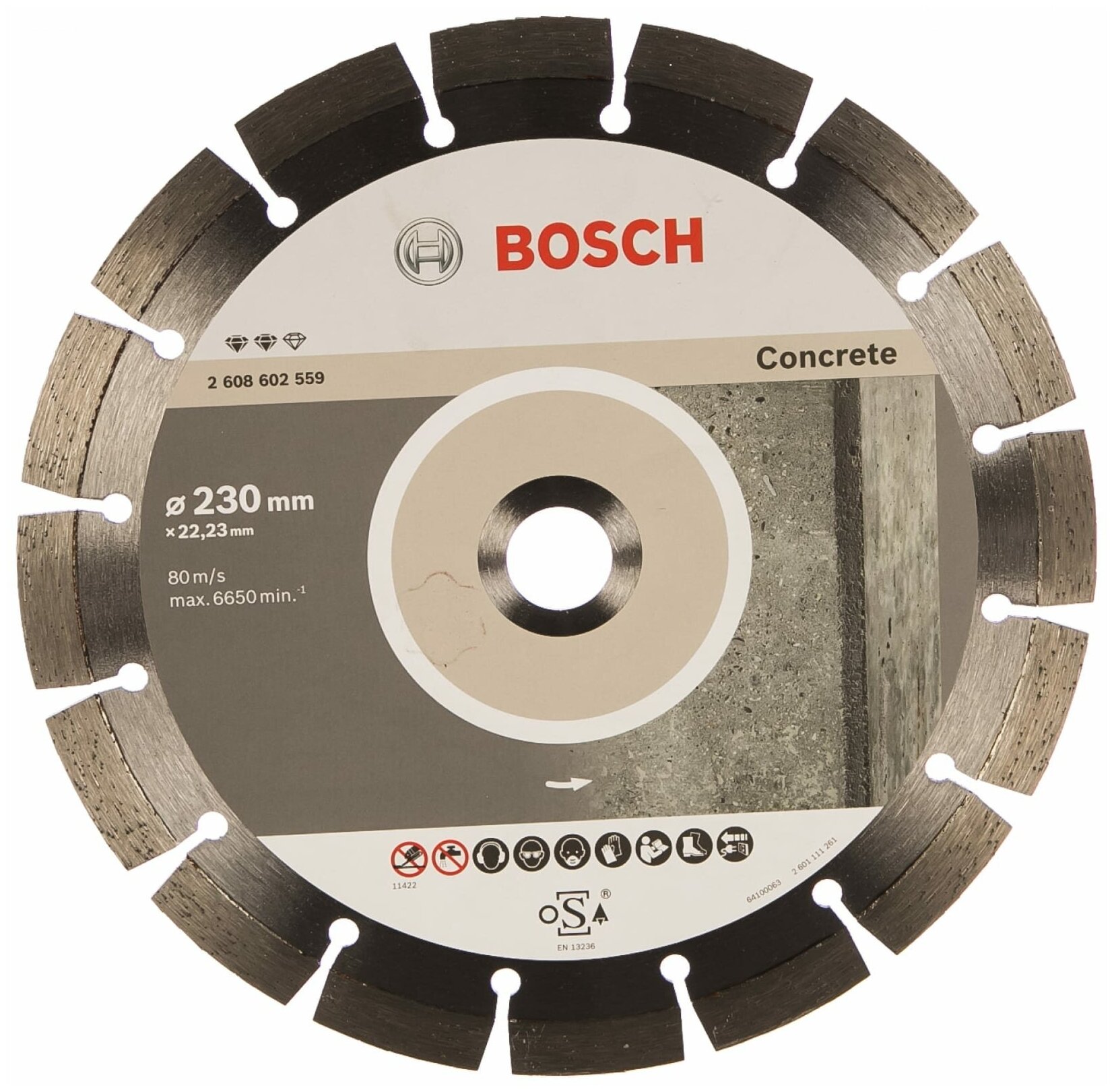 Диск алмазный отрезной Expert for Concrete (230х22.2 мм) для УШМ Bosch 2.608.602.559