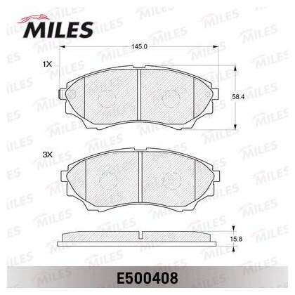 Дисковые тормозные колодки передние MILES E500408 для Mazda BT-50 Mazda B-Series Ford Ranger (4 шт.)