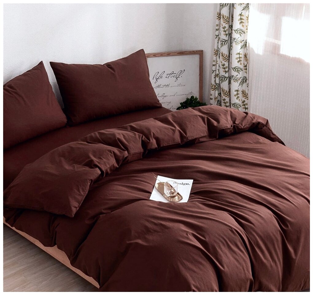 Комплект постельного белья Grazia-Textile 1,5 спальный коричневый, Сатин, наволочки 50x70 2 шт. - фотография № 3