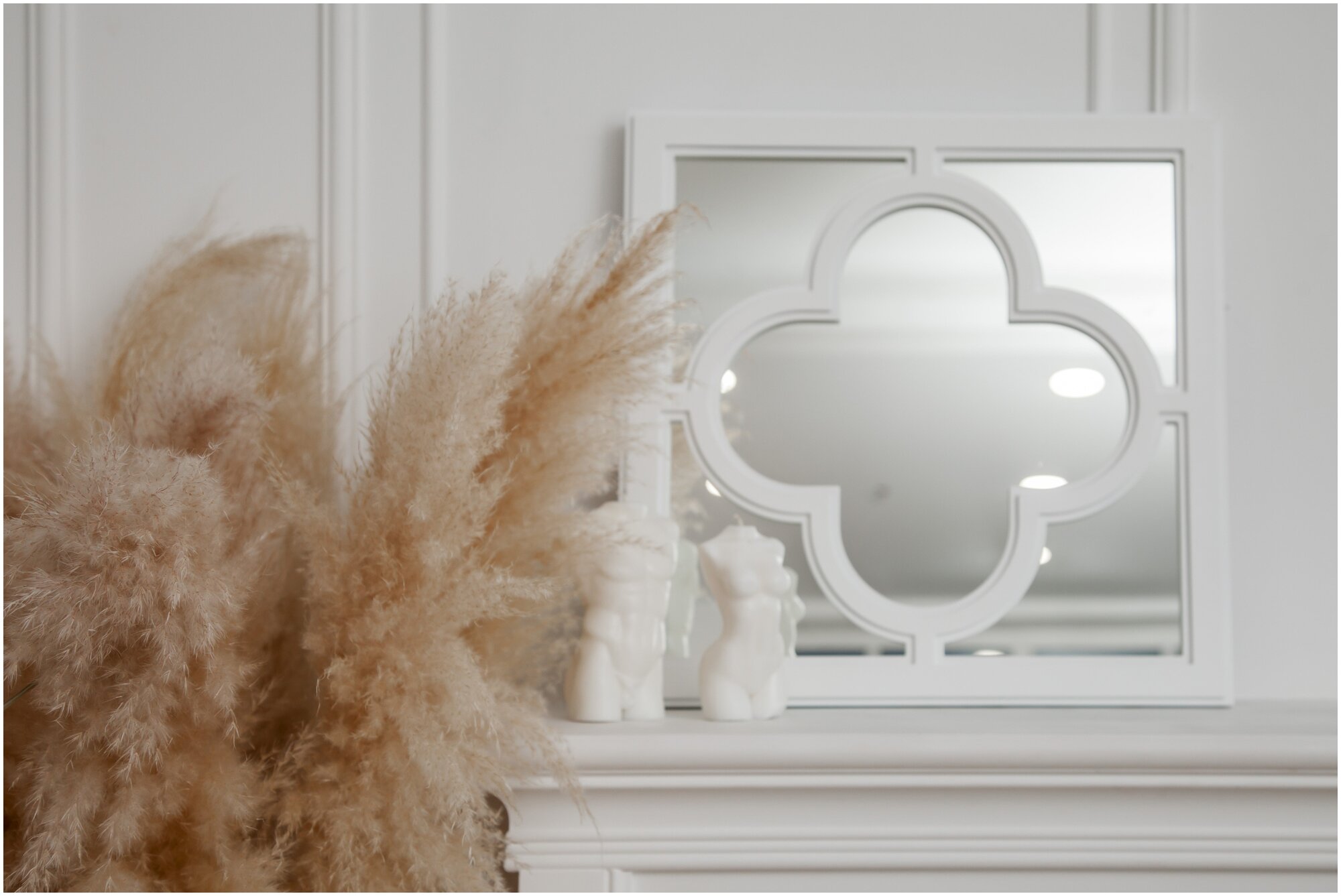 фото Зеркало декоративное квадратное (фальш окно) настенное / настольное 50х50 см "Клевер"