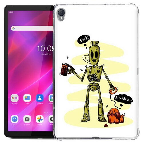 Чехол задняя-панель-накладка-бампер MyPads прикольный робот для Lenovo Tab K10 TB-X6C6F 10.3 противоударный