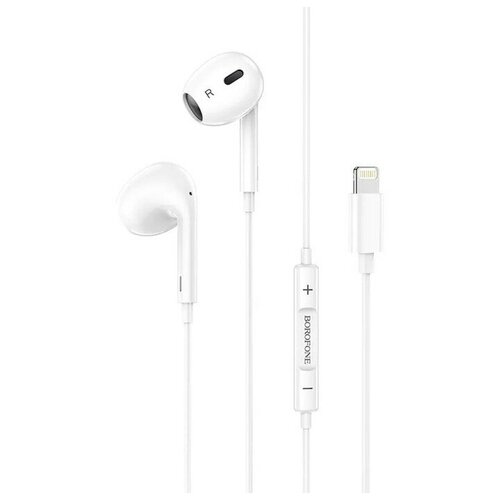 Наушники Borofone BM30 Max Acoustic вкладыши микрофон Lightning кабель 12 м белые 1шт 116400₽