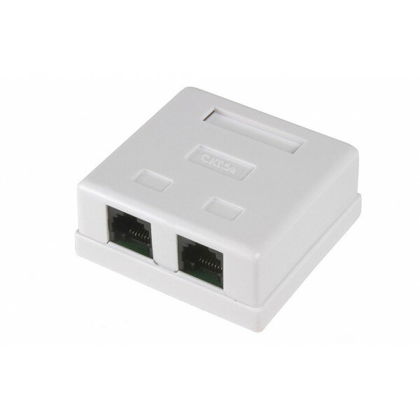 Розетка компьютерная внешняя 2-порта, UTP RJ-45 (8P8C), CAT 5e