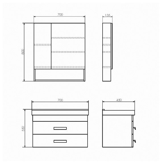 Зеркало-шкаф Comforty Никосия 70 дуб темный - фотография № 3