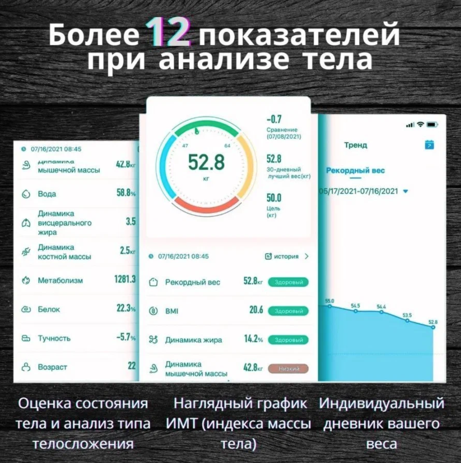 Напольные умные весы c bmi, электронные напольные весы для Xiaomi, iPhone, Android, черные — фото 1