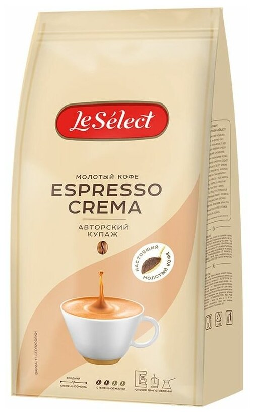 Кофе Le Select Espresso Crema натуральный молотый, 200г