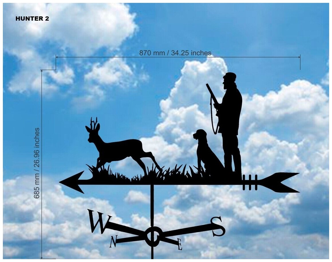 Флюгер металлический на крышу На охоте