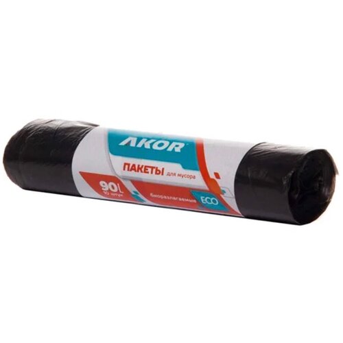 Пакеты для мусора БИО 90л 10шт, черные, арт 201-004