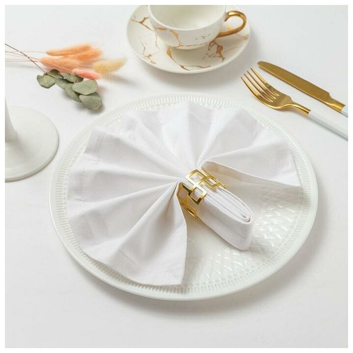 фото Набор салфеток Этель 40*40 см- 2 шт, цв. белый, 100% хлопок, саржа, 250гр/м2