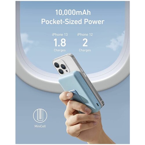 Внешний аккумулятор с магнитным беспроводным зарядным устройством Anker 633 Magnetic Battery 10000mAh MagGo Blue A1641P13 845000₽