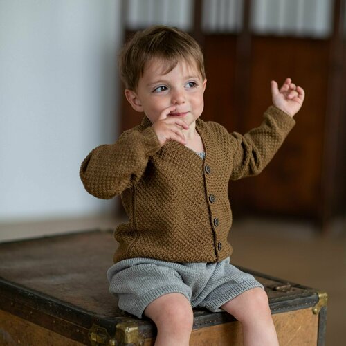 Кардиган NADIN knitted stories детский, вязаный, размер 1,5-2 года, коричневый