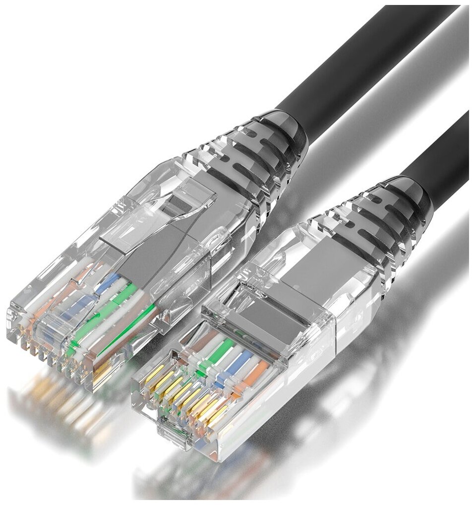 GCR Патч-корд 0.5m PROF LSZH UTP кат.5e CU, черный, коннектор ABS, 24 AWG, ethernet high speed 1 Гбит/с, RJ45, T568B