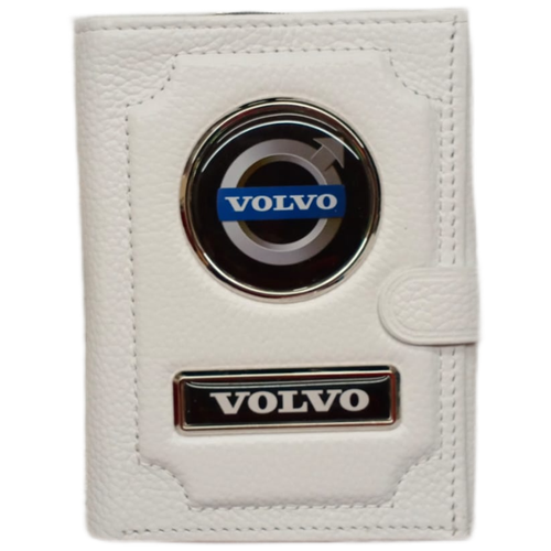 Обложка для автодокументов и паспорта Volvo (вольво) кожаная флотер 4 в 1