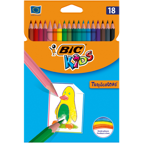 Карандаши цветные BIC Kids Tropicolors, 18шт
