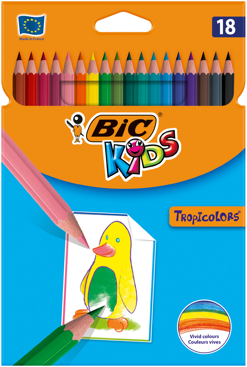 Карандаши цветные BIC Kids Tropicolors, 18шт