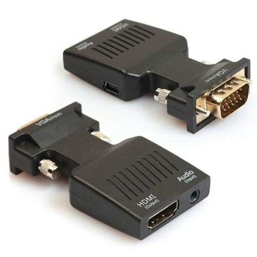 конвертер vga to hdmi Переходник-конвертер VGA на HDMI с питанием + AUX / Converter VGA to HDMI